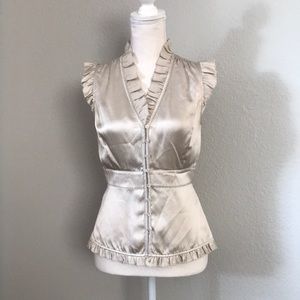 Ruffled Silk Cap Sleeve WHBM Top Sz XS